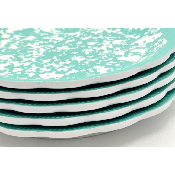Pioneer Woman Set of 5 100% Melamine Appetizer Plates Country Splatter Teal NWT - Picture 10 of 12